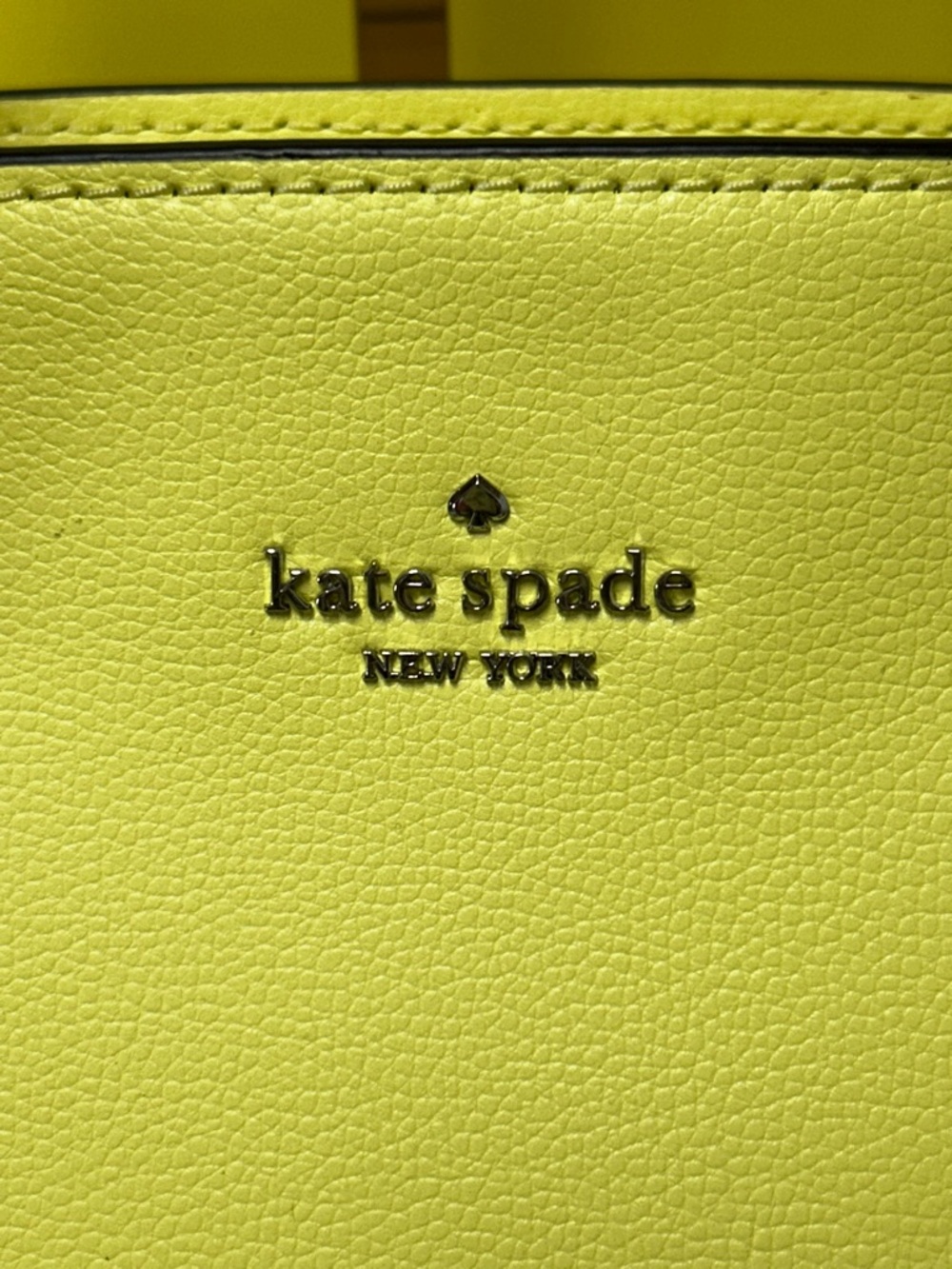 kate spade Yellow, White & Tan Leather Satchel w/Top Handles Approx. 12 x 19 x 4 - Picture 7 of 15